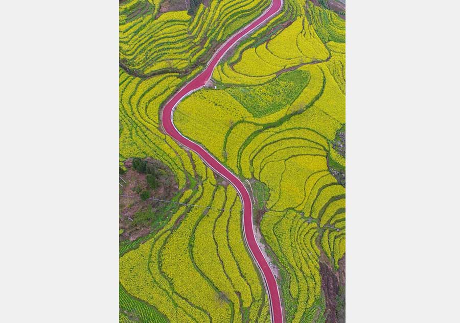 Aerial view of Shimen village in Guizhou