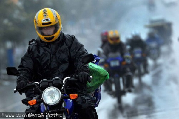 Going home by motorcycle for festival