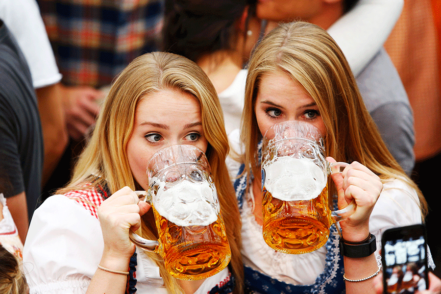 Dancing and drinking during 2016 Munich Oktoberfest