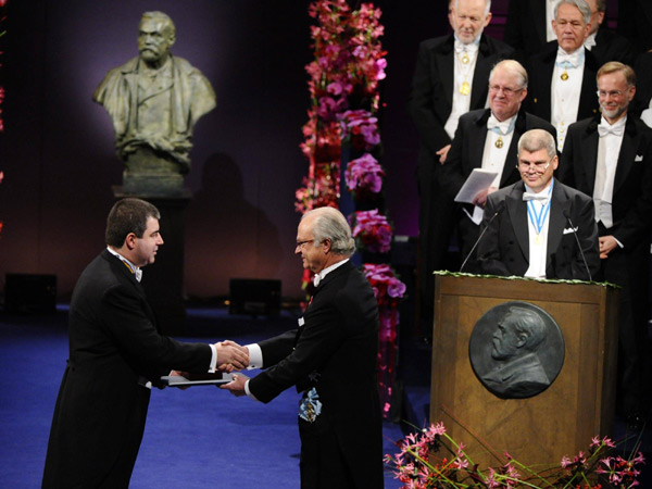 Nobel laureates receive prizes