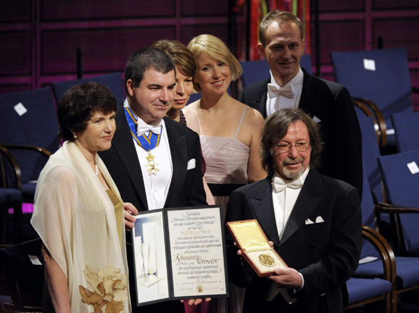 Nobel laureates receive prizes
