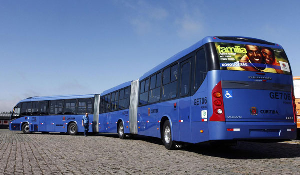 Longest articulated bus makes debut in Brazil