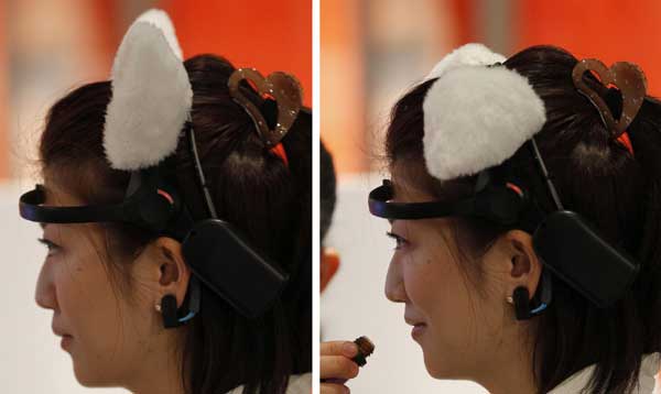 Artificial cat ears react to brainwaves