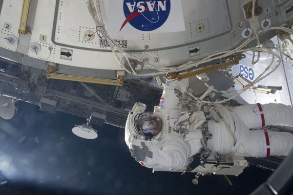 Shuttle Endeavour's first spacewalk