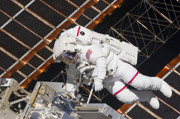 Shuttle Endeavour's first spacewalk