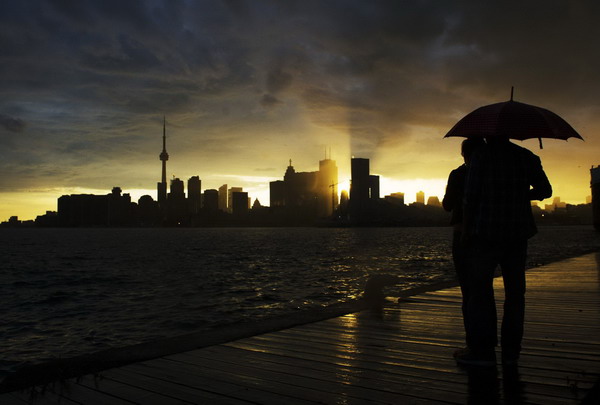 Toronto skyline after rain storm