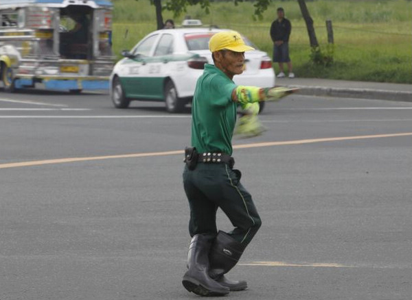 Dancing traffic cop