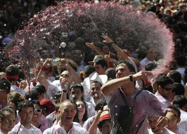 Revellers celebrate San Fermin Festival in Spain