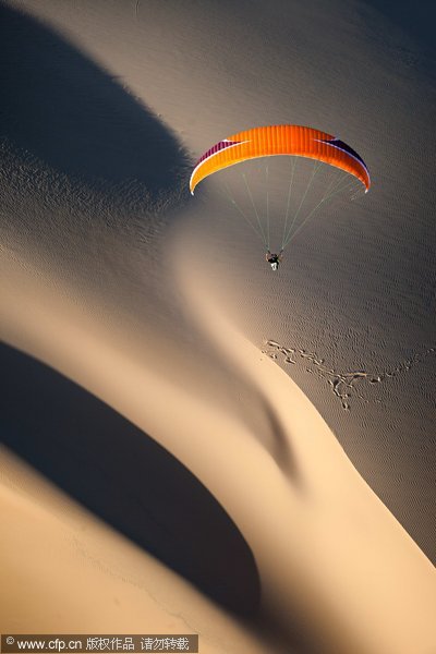 Flying over dunes in Mozambique