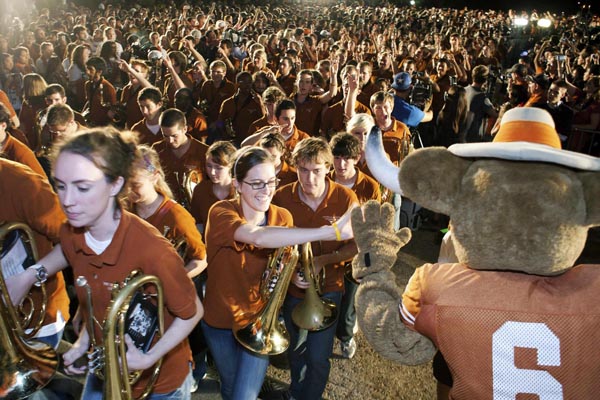 Football season pep rally in University of Texas