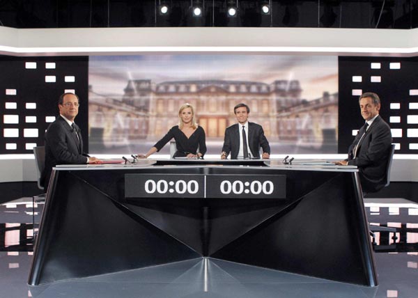 Sarkozy, Hollande square off in fierce debate