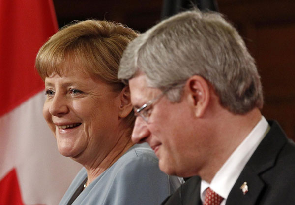 Merkel offers support for Canada-EU free trade deal