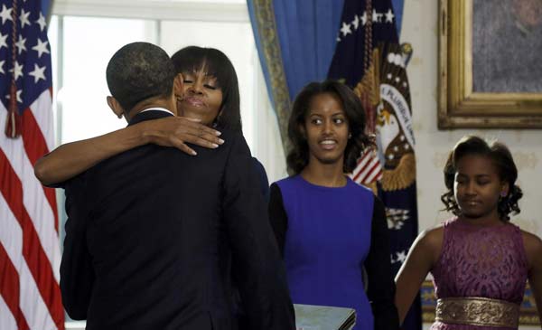 Obama sworn in at low-key White House ceremony