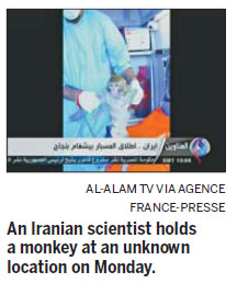 Iran confirms launch of monkey into space