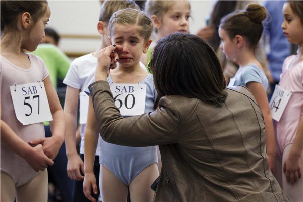 Young ballet dancers in auditions