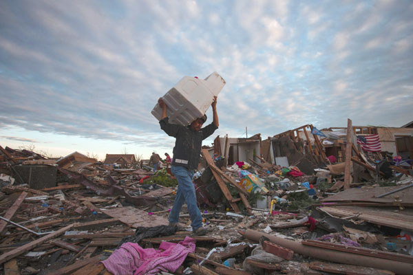 Freezer saves woman from tornado