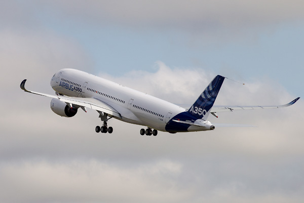 Airbus A350 takes off on first test flight