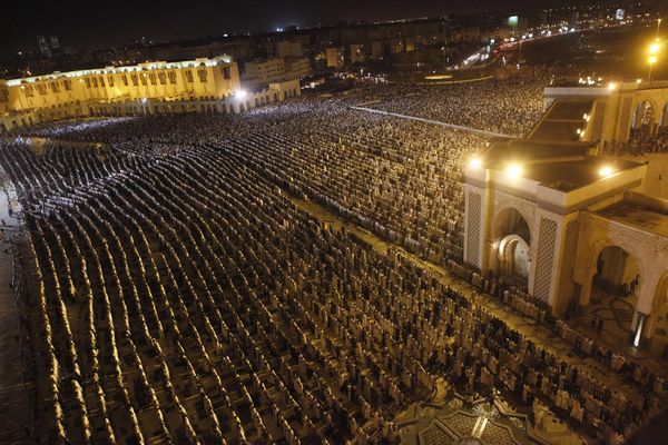 Muslims pray at the Night of Decree