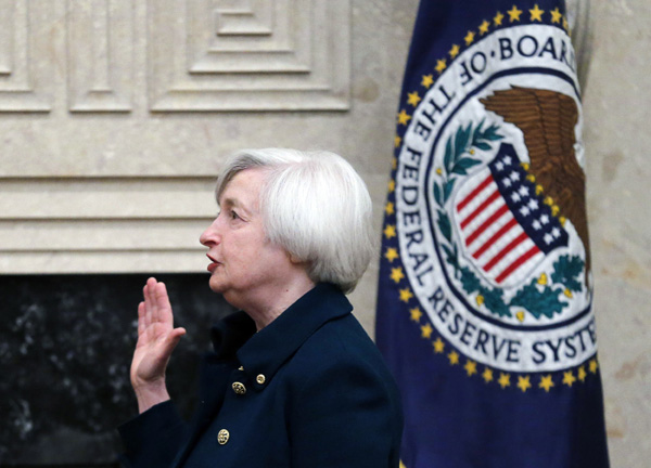 Yellen sworn in as first woman Fed chair