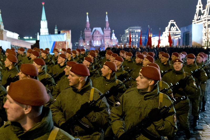 Night rehearsal at Red Square for Russia's Victory Day