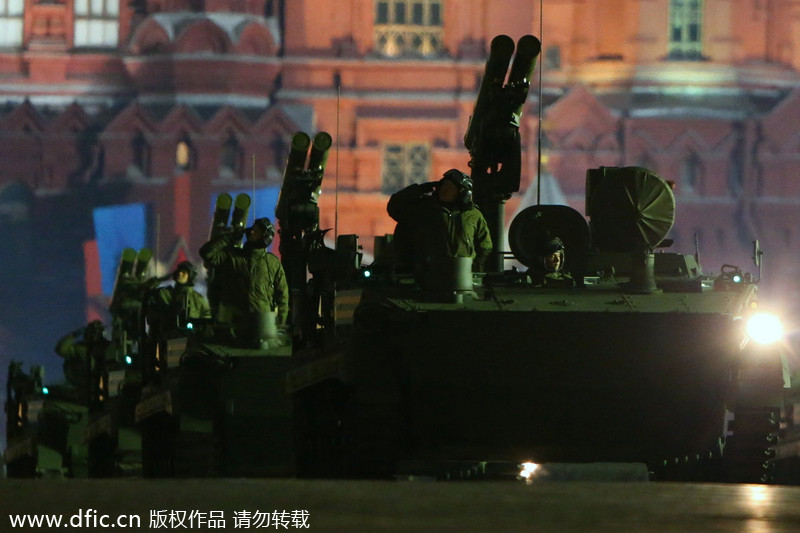 Night rehearsal at Red Square for Russia's Victory Day