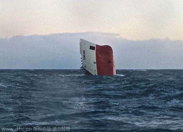 8 missing after cargo ship capsizes off Scotland