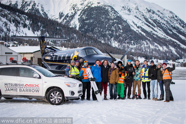 Snowboarder towed by a plane reaches speed of 78mph