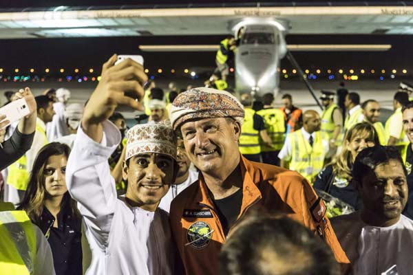 Solar impulse flyer makes first stop in Oman