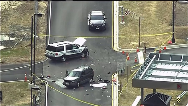 One dead, two hurt as vehicle tries to ram US spy agency gates