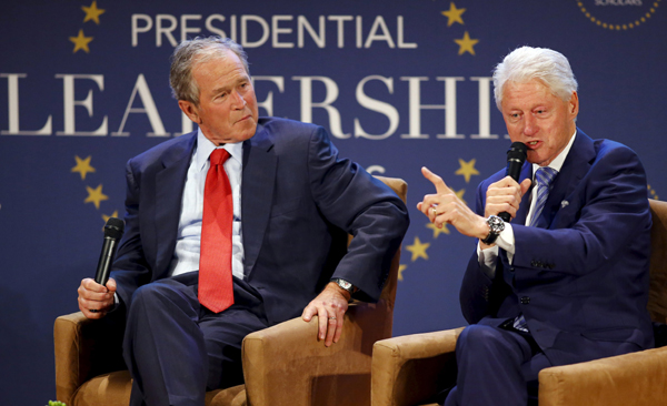 George W. Bush, Bill Clinton trade insights on presidential race
