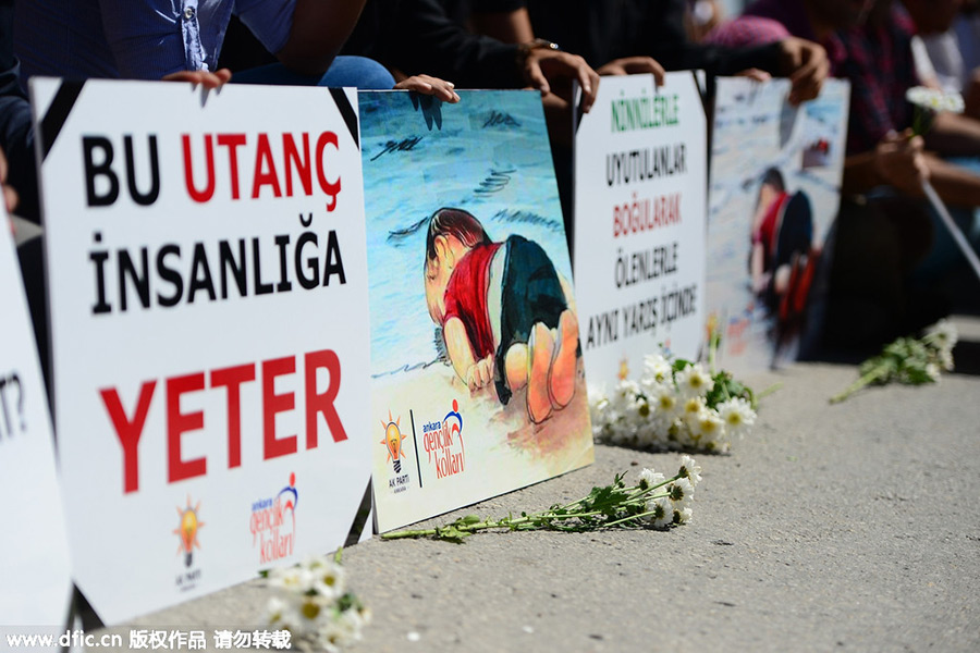 Drowning of child refugee sparks sit-in protest