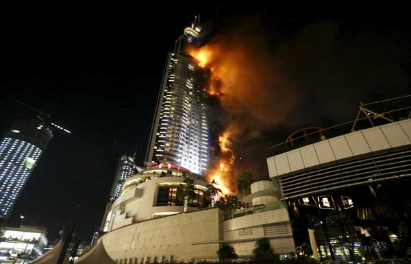 Fire engulfs Dubai hotel near world's tallest building