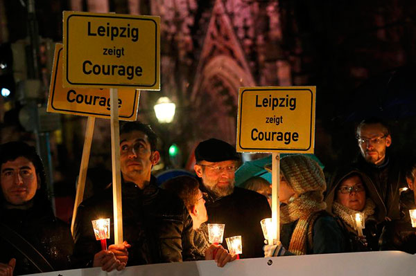 German citizens rally against anti-Islam movement Legida in Leipzig