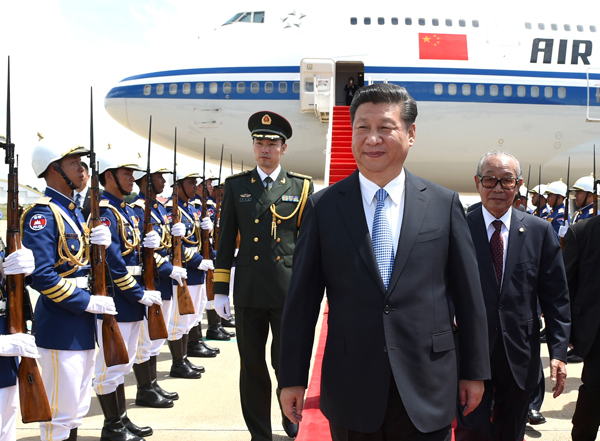 Chinese president arrives in Cambodia for state visit
