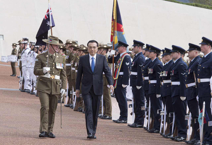 Premier Li attends welcoming ceremony in Canberra