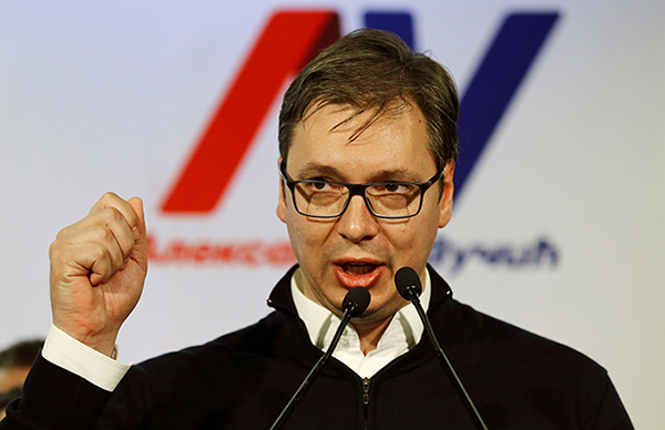Serbian PM Vucic declares victory in presidential elections