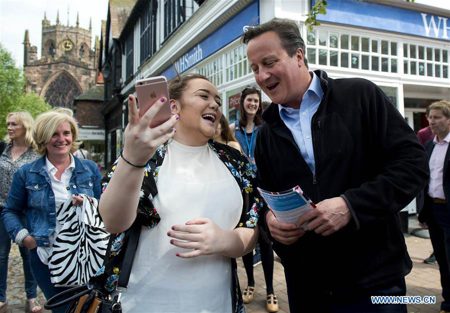 Cameron campaigns for votes ahead of general election in Nantwich, UK