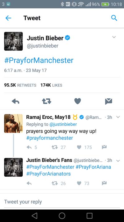 Celebrities pay tribute to Ariana Grande concert victims