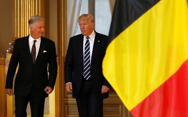 Trump arrives in Brussels amid protest against him