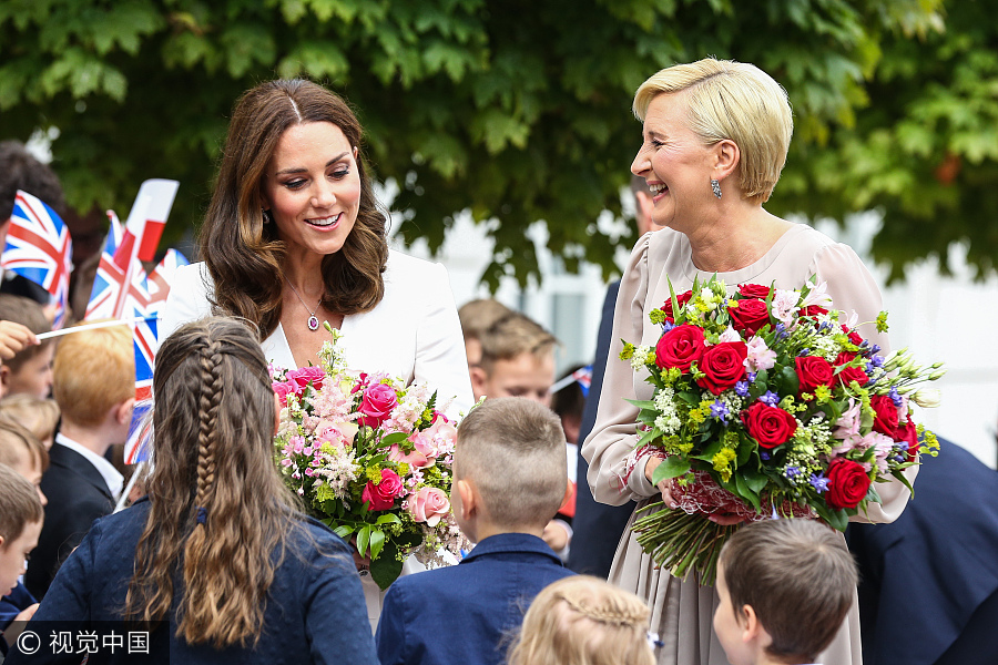 Duchess of Cambridge visits Adam Mickiewicz Monument in Poland