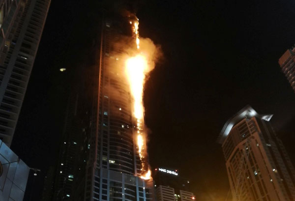 Flames engulf 86-story residential skyscraper in Dubai