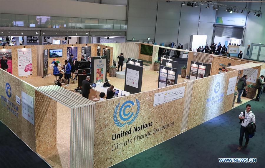 Glimpse of 'Bonn Zone' of UN climate talks in Bonn, Germany