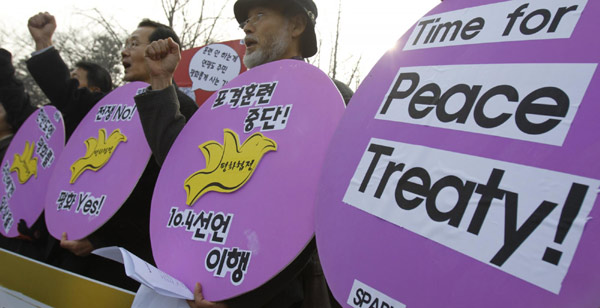 Anti-war and pro-unification activists in Seoul