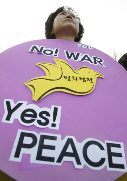 Anti-war and pro-unification activists in Seoul