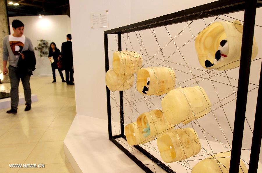 Creations made of waste materials displayed in Shanghai