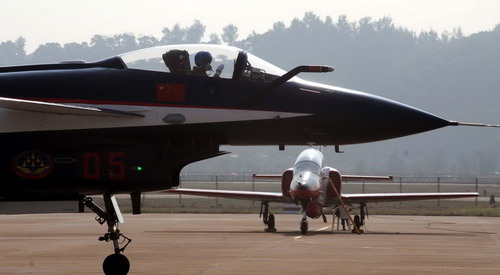 Chinese aerobatic team perform at air display