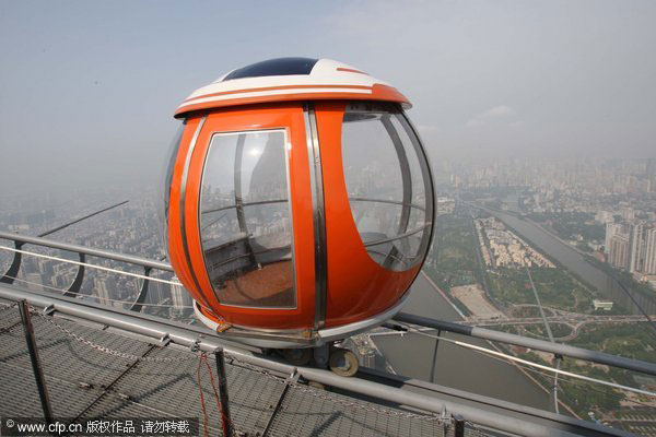 Spinning high above the city in S China