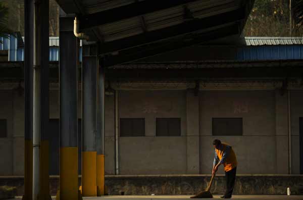 Lone station attendant with no trains