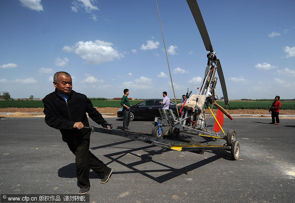 Homemade plane takes off in N China