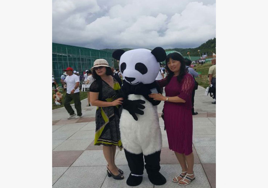 Two giant pandas meet public in NE China